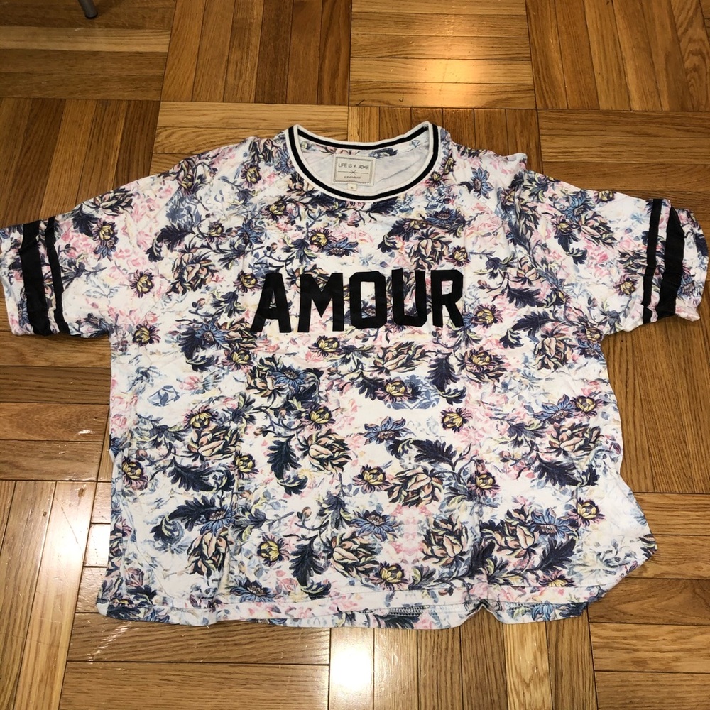Eleven Paris floral print varsity sleeve t shirt